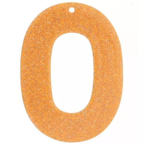 Colgante acrílico hueco ovalado 47x34 mm - Purpurina naranja x1