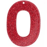 Colgante acrílico hueco ovalado 47x34 mm - Purpurina roja x1