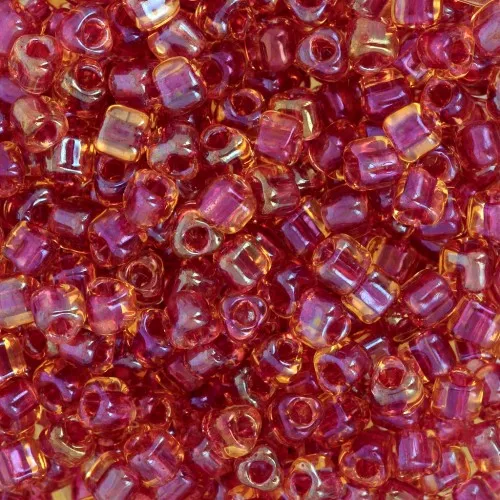 Miyuki 8/0 Triángulo TR8-1163 - Light Cranberry Lined Topaz Luster x8g