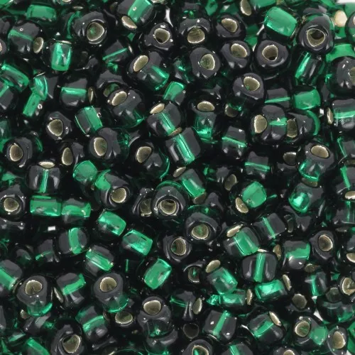 Miyuki 8/0 Triángulo TR8-1806 - Verde Oscuro Forrado de Plata x8g