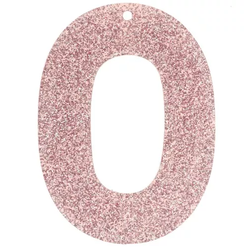 Colgante acrílico hueco ovalado 47x34 mm - Brillo rosa viejo x1