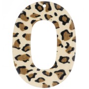 Colgante Acrílico Hueco Oval 47x34 mm - Marrón Guepardo - Negro x1