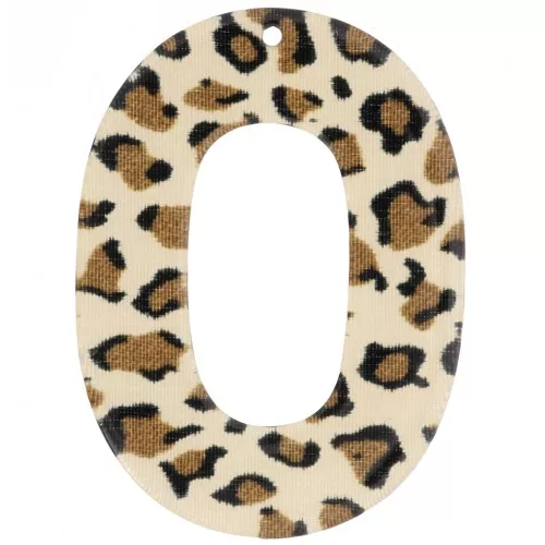 Colgante Acrílico Hueco Oval 47x34 mm - Marrón Guepardo - Negro x1