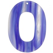 Colgante hueco ovalado de acetato 47x34 mm - Rayado - Azul oscuro - Blanco nacarado x1