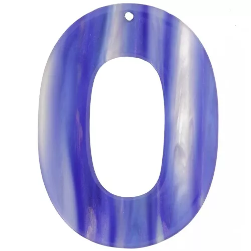 Colgante Hueco Ovalado de Acetato 47x34 mm - Rayado - Azul Oscuro - Blanco Nacarado x1