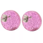 Ganchos pendientes acrílicos redondos de 15 mm - Purpurina rosa x2