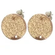 Clous d'oreilles ronds 15 mm en acrylique - Pailleté bronze x2