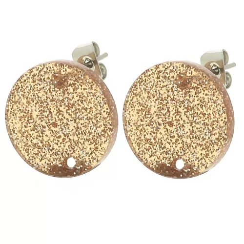 Ganchos pendientes acrílicos redondos de 15 mm - Brillo bronce x2