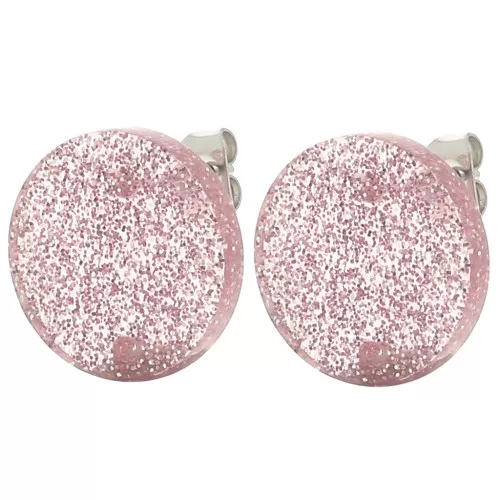 Ganchos pendientes redondos de acrílico de 15 mm - Brillo rosa viejo x2