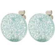 Ganchos pendientes redondos de acrílico de 15 mm - purpurina esmerilada azul x2|raw }}