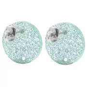 Ganchos pendientes redondos de acrílico de 15 mm - purpurina esmerilada azul x2