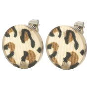 Ganchos pendientes acrílicos redondos de 15 mm - Marrón guepardo - Negro x2|raw }}