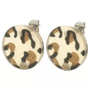 Clous d'oreilles ronds 15 mm en acrylique - Guépard Marron - Noir x2