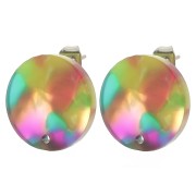 Ganchos pendientes redondos de acetato de 15 mm - carey - turquesa - fucsia x2|raw }}