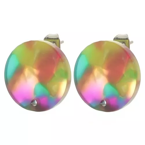 Ganchos pendientes redondos de acetato de 15 mm - carey - turquesa - fucsia x2
