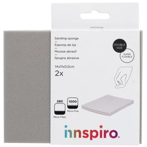 Juego de 2 bloques abrasivos de espuma super flexible 14x11x0,5cm P1000 y microfibra 280