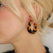 Pendientes de aro ancho de acetato 35 mm Carey Marrón - Negro x 2