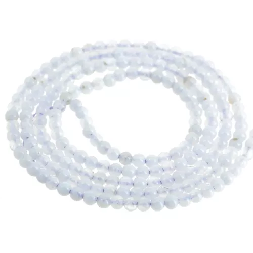 Cuenta redonda 2 mm gema - Agata Azul Encaje x39cm