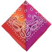 Bandana 100% algodón - Cachemira - Tie and Dye - Morado - Rojo - Naranja x1