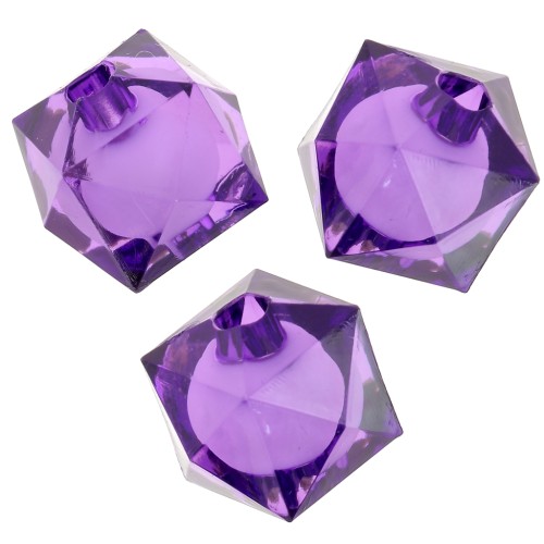 Cuentas facetadas cuadradas de 10 mm en acrílico transparente - Violeta x10