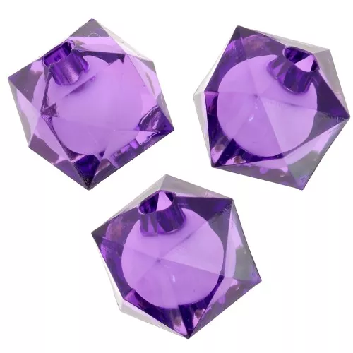 Cuentas facetadas cuadradas de 10 mm en acrílico transparente - Violeta x10