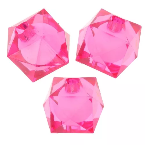 Cuentas facetadas cuadradas 10 mm en acrílico transparente - Rosa oscuro x10