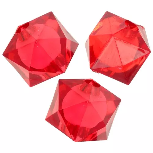 Cuentas facetadas cuadradas de acrílico transparente de 10 mm - Rojo x10