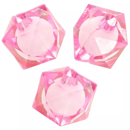 Cuentas facetadas cuadradas de 10 mm de acrílico transparente - Rosa x10