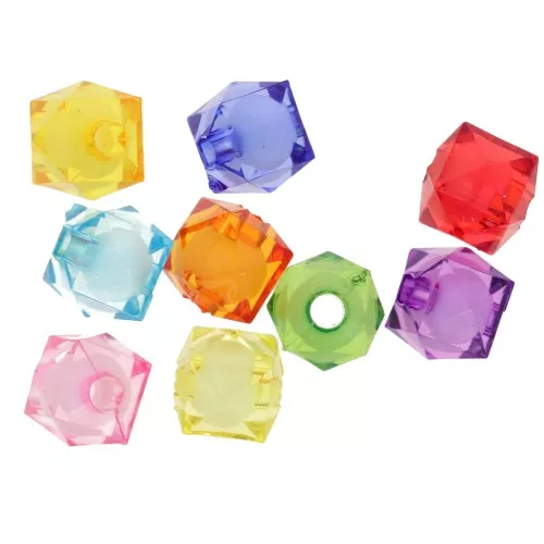 Cuentas facetadas cuadradas de 8 mm de acrílico transparente - Multicolor x20