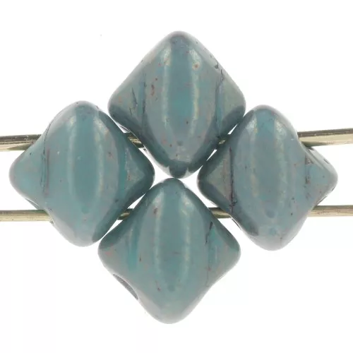 Cuenta de cristal 2 agujeros Silky Bead Dia 5x5 mm - Verde Turquesa Lumi x50