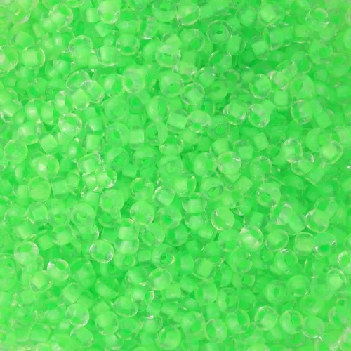Preciosa Cuenta de rocalla 11/0 - 2 mm - Cristal verde neón forrado x20g
