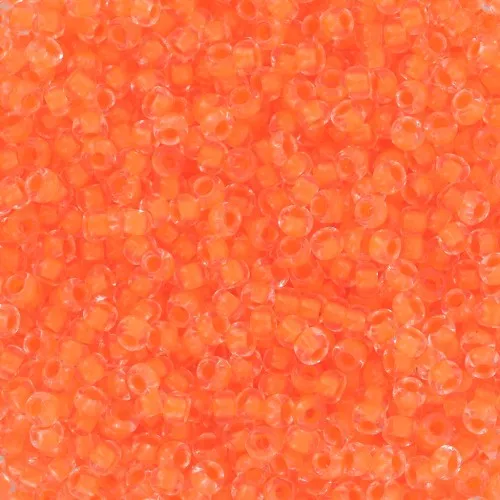 Preciosa Cuenta de Rocalla 11/0 - 2 mm - Cristal Naranja Neón Forrado x20g