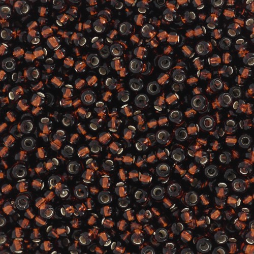 Preciosa Cuentas de rocalla 11/0 - 2 mm - Topacio oscuro forrado de plata x20g