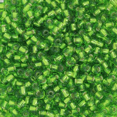 Preciosa Cuentas de rocalla 9/0 2,5 mm - Peridoto oscuro forrado de plata x250g