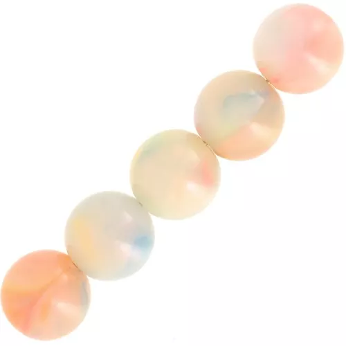 Cuentas redondas de resina opaca 8 mm - Perla multicolor jaspeada x10