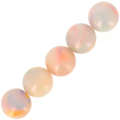 Cuentas redondas de resina opaca 12 mm - Perla multicolor jaspeada x6