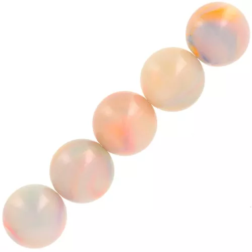 Cuentas redondas de 14 mm en resina opaca - Perla multicolor jaspeada x6