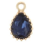 Colgante Gota Cristal Facetado 13x8mm - Dorado - Azul Zafiro x1|raw }}