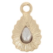 Colgante Gota Cristal Facetado 13x8mm - Dorado - Verde x1