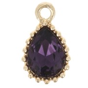 Colgante Gota Cristal Facetado 13x8mm - Dorado - Violeta x1|raw }}