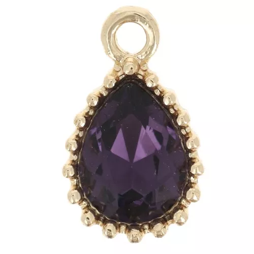 Colgante Gota Cristal Facetado 13x8mm - Dorado - Violeta x1
