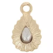 Colgante Gota Cristal Facetado 13x8mm - Dorado - Violeta x1