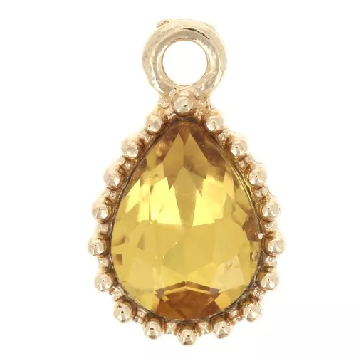 Colgante Gota Cristal Facetado 13x8mm - Dorado - Topacio x1
