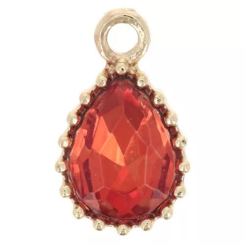 Colgante gota cristal facetado 13x8mm - Dorado - Naranja x1