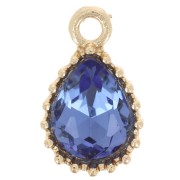 Colgante gota de cristal facetado 13x8mm - Dorado - Azul claro x1