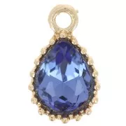 Colgante gota de cristal facetado 13x8mm - Dorado - Azul claro x1