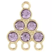 lila - Colgante candelabro 18x13,5 mm con cabujones de vidrio - Lila - Dorado x1 Colgante candelabro 18x13,5 mm con cabujones de vidrio - Lila - Dorado x1