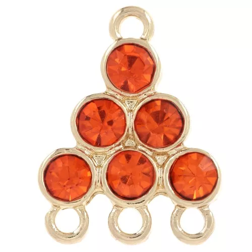 Colgante candelabro 18x13,5 mm con cabujones de vidrio - Jacinto - Dorado x1