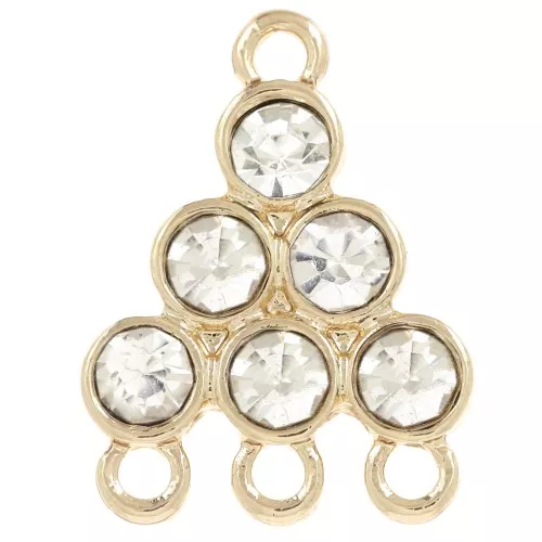 Colgante candelabro 18x13,5 mm con cabujones de vidrio - Cristal - Dorado x1