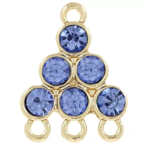 Colgante candelabro 18x13,5 mm con cabujones de vidrio - Azul - Dorado x1